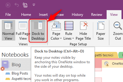 dividir pantalla onenote